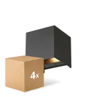 Voordeelpak 4x D'Lite Wandlamp Elingen Zwart Up & Down 4.9W 480lm - 830 Warm Wit | IP65